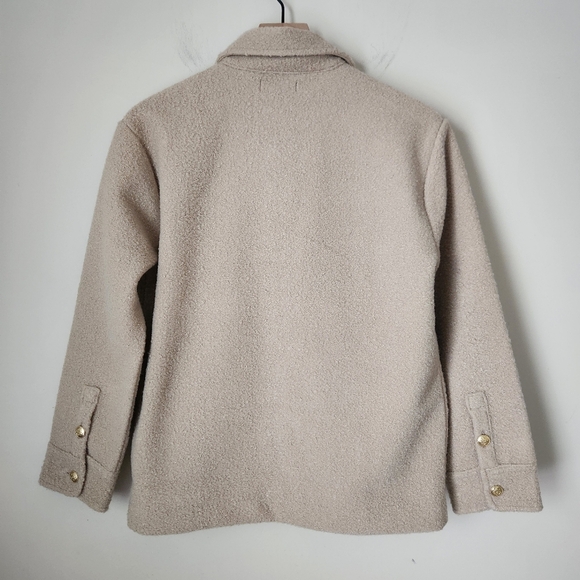 J. Crew | Bouclé Long Sleeve Button Front Shirt Jacket in Sandstone - Size XS - Picture 6 of 10